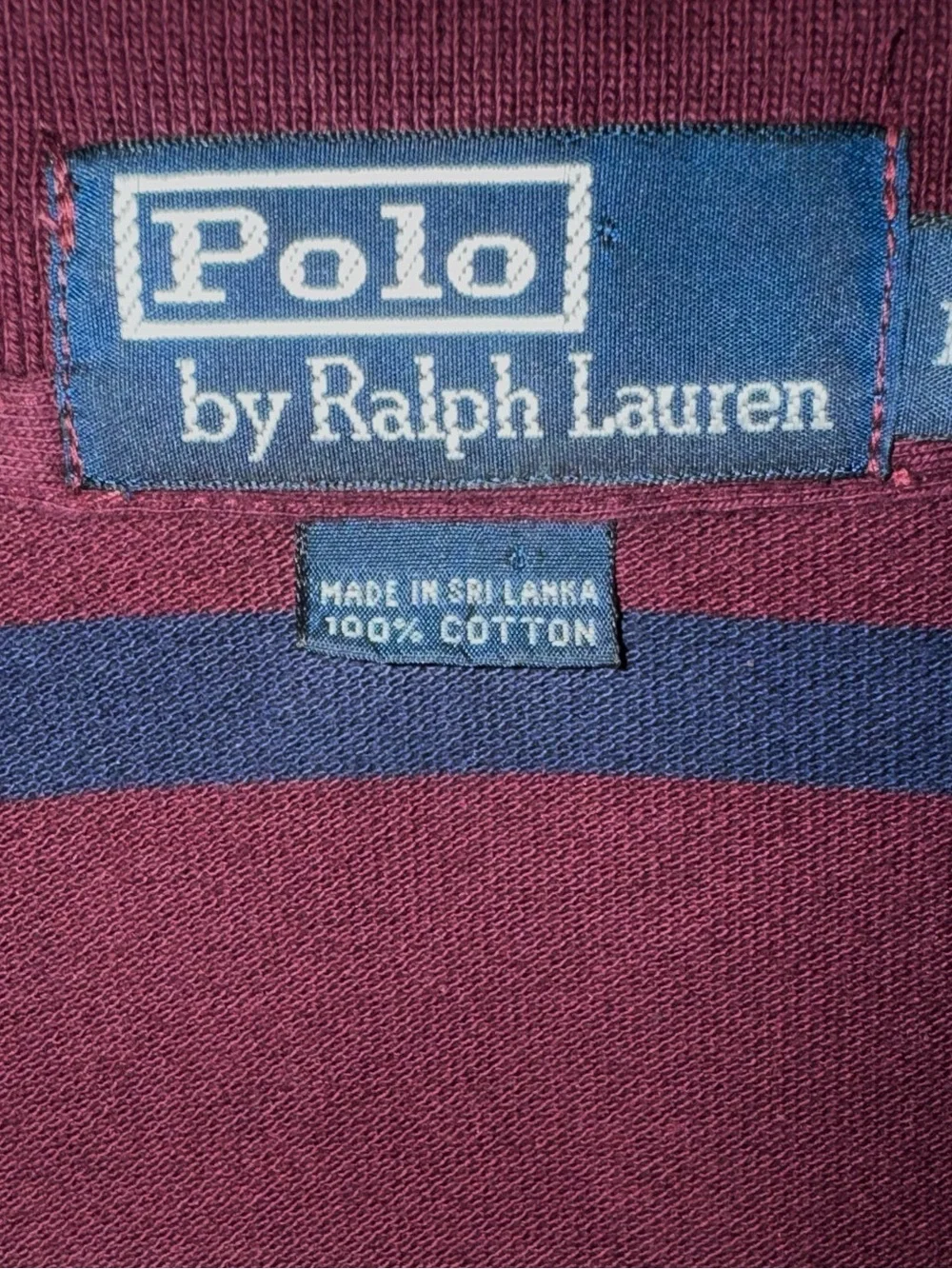 Ralph Lauren Striped Polo Shirt in Burgundy and Blue with embroidered crest